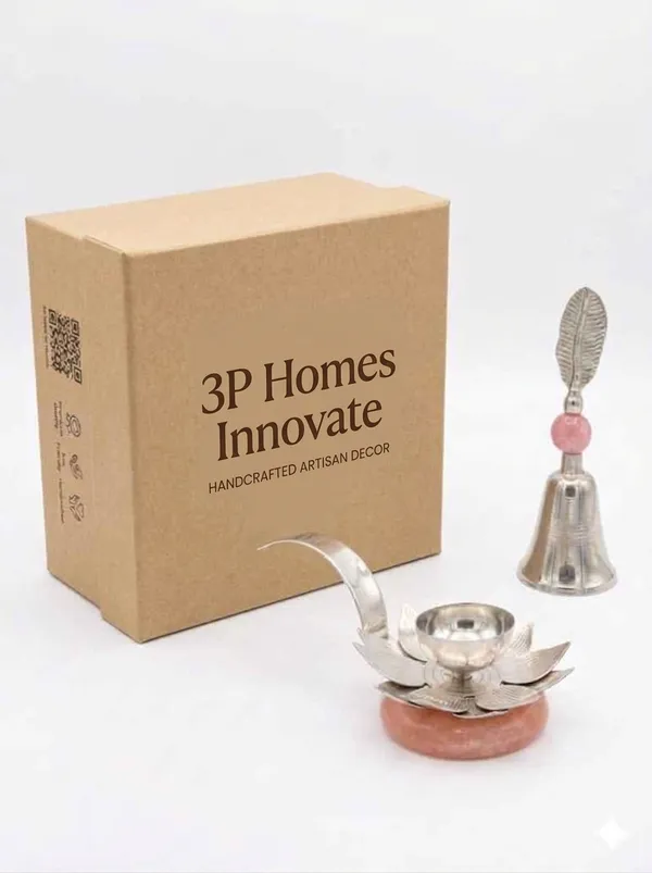 Metal_Lotus_Design_Diya_And_Bell_Set