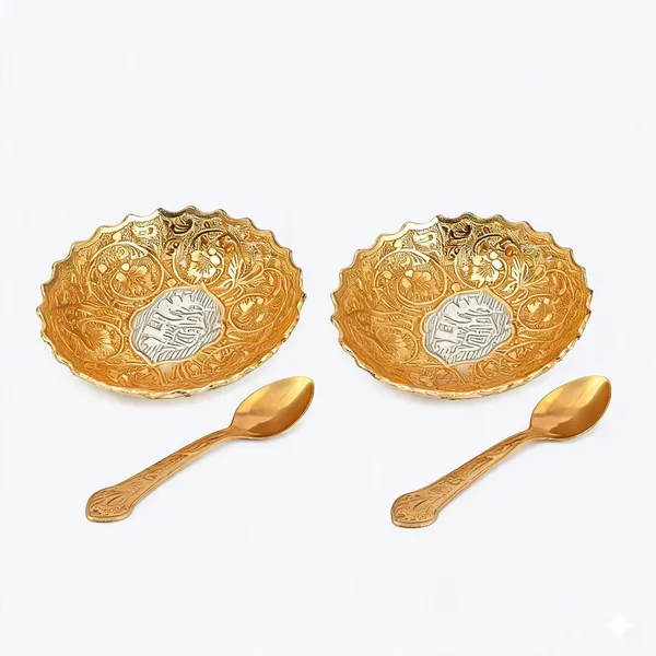 German_Silver_Gold_Silver_Plated_Bowl_Set_In_Velvet_Box_-_Pack_of_2