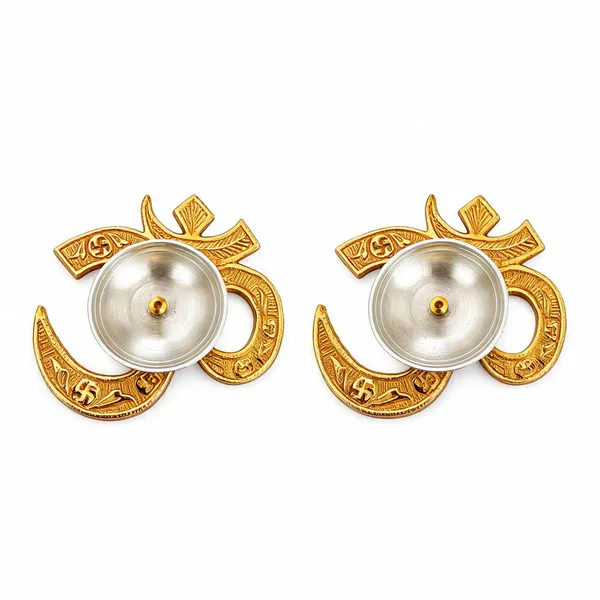 German_Silver_Festive_Om_Design_Gold_Silver_Plated_Diya_-_Pack_of_2