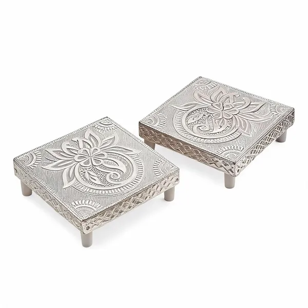 Wood_Traditional_Silver_Plated_Square_Chowki_-_Pack_of_2