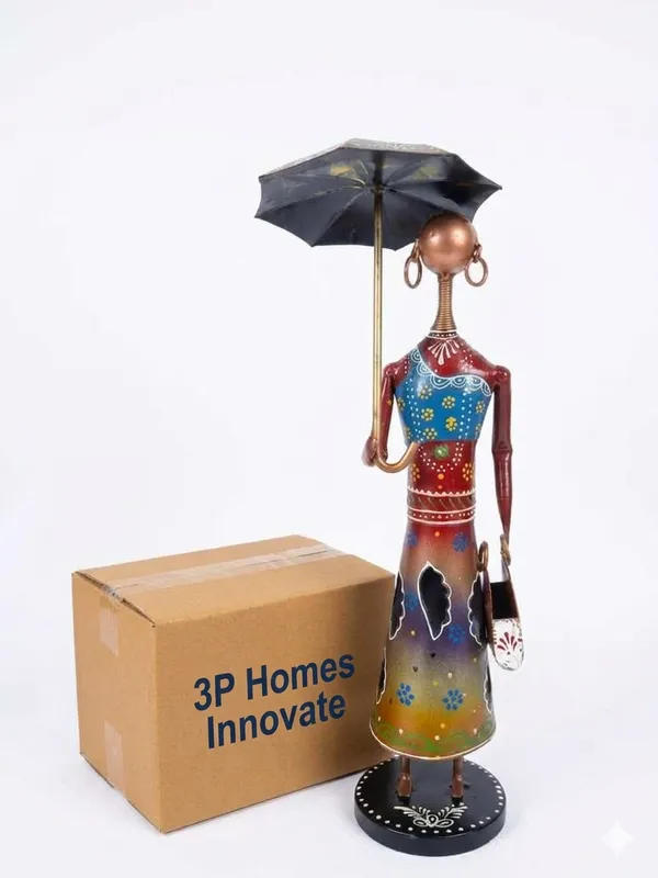 Multicolour_Metal_Lady_Figurine_With_Umbrella