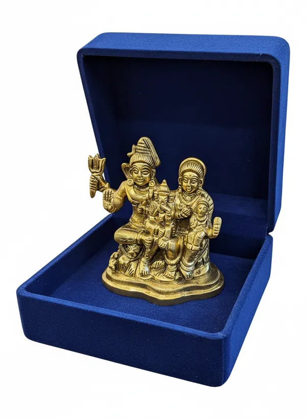 Gold_Tone_Shiva_Parivar_Idol_With_Presentation_Box