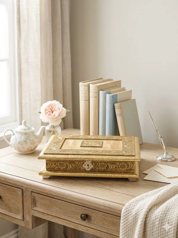 Gold_Finish_Floral_Embossed_Decorative_Storage_Box