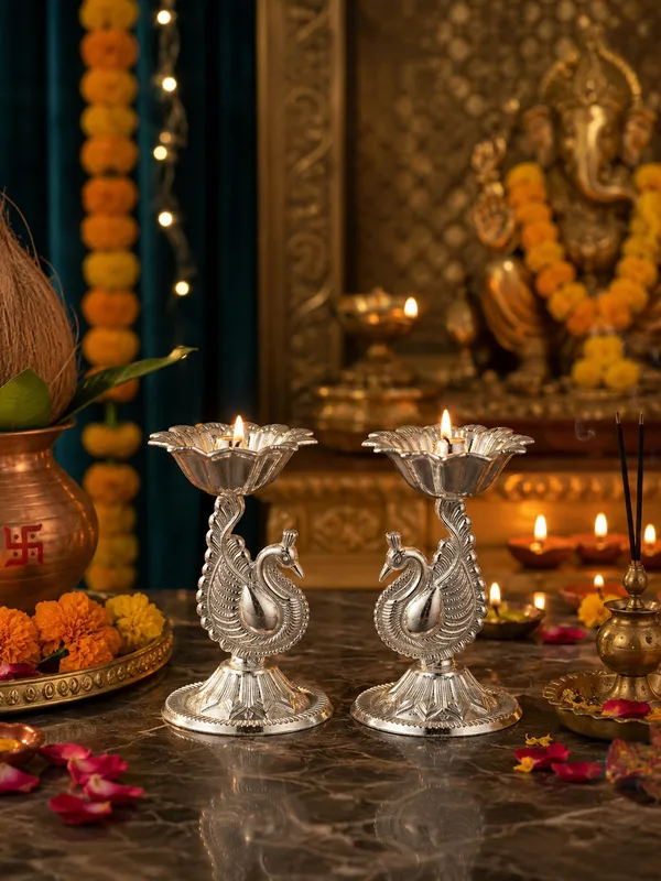 Pure_German_Silver_Peacock_Diya_-_Pack_of_2