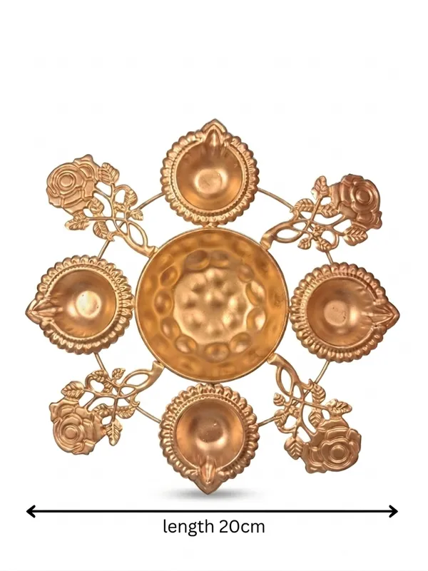 Metal_Floral_Design_Four_Diya_Set_With_Centre_Bowl