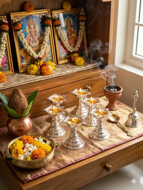 Deepam_Stand_2pc_Set_(Pack_of_3)_-_Pure_German_Silver