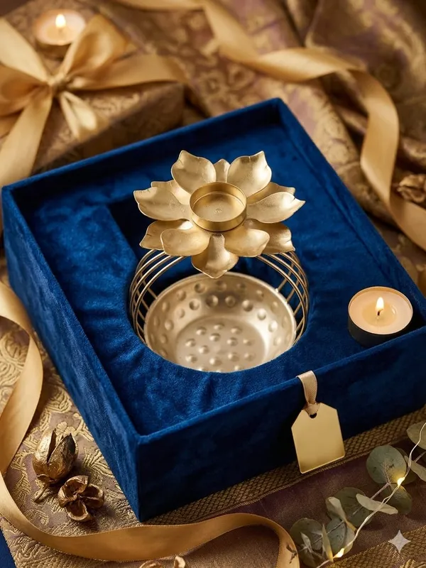 Metallic_Lotus_Flower_Tealight_Candle_Holder