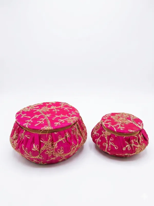 Pink_Fabric_Embroidered_Floral_Round_Storage_Box_Set