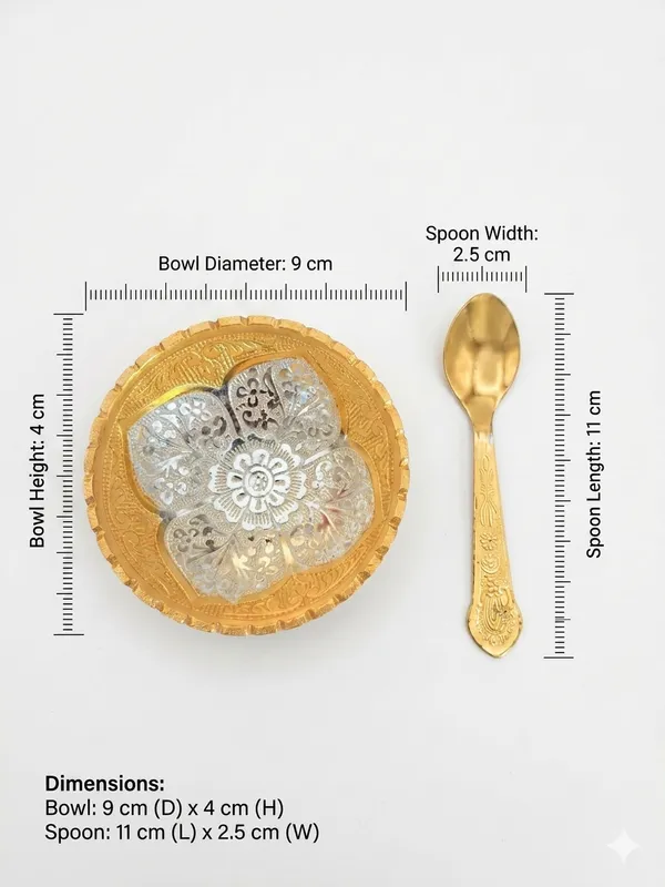 Metal_Decorative_Floral_Pattern_Bowl_And_Spoon_Set