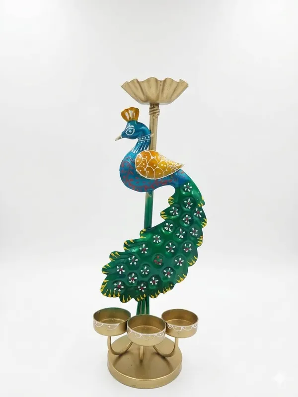 Metal_Peacock_Design_Three-Cup_Candle_Holder