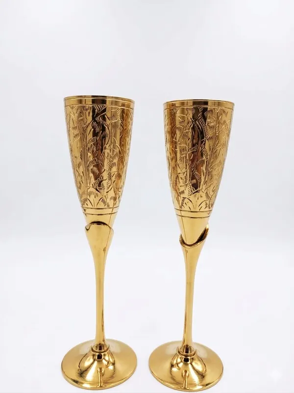 Gold_Tone_Floral_Engraved_Champagne_Flute_Set