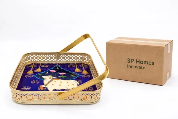 Metal_Religious_Cow_Lotus_Print_Serving_Tray