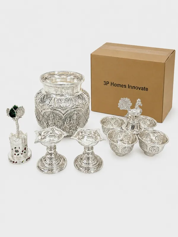 Haldi-Kumkum_Stand_&_Tulsi_&_Deepam_Stand_Set_&_Ashtalakshmi_Kalash_-_Pure_German_Silver