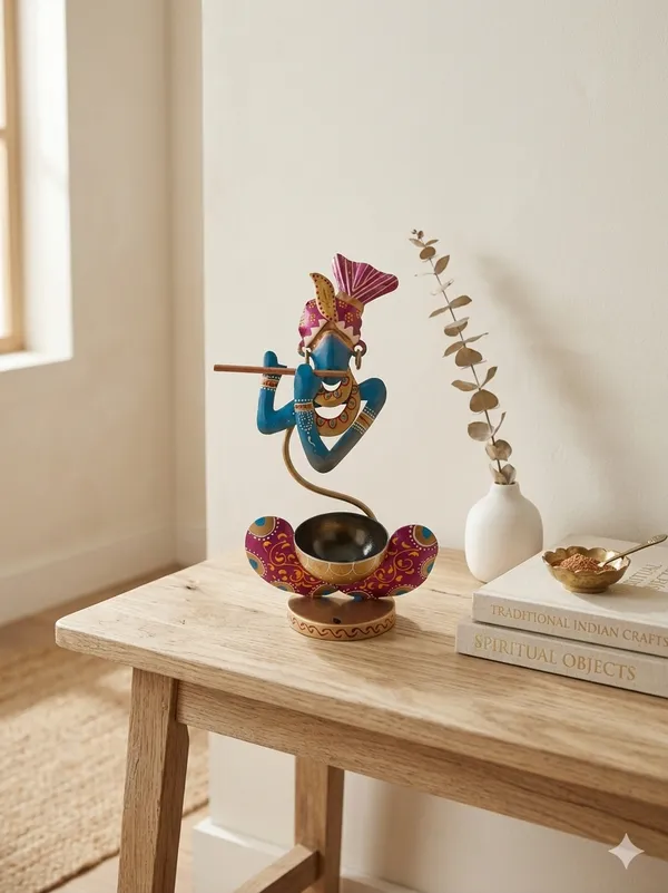 Metal_Krishna_Decorative_Tealight_Holder