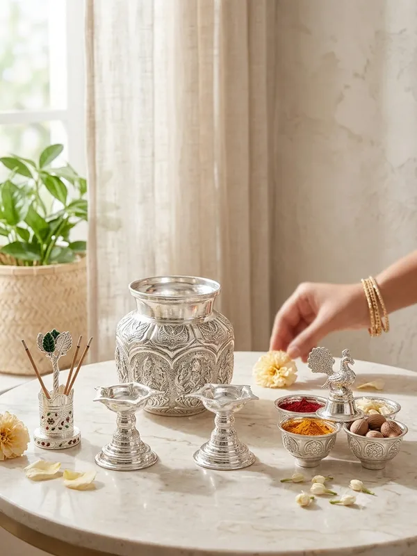 Haldi-Kumkum_Stand_&_Tulsi_&_Deepam_Stand_Set_&_Ashtalakshmi_Kalash_-_Pure_German_Silver