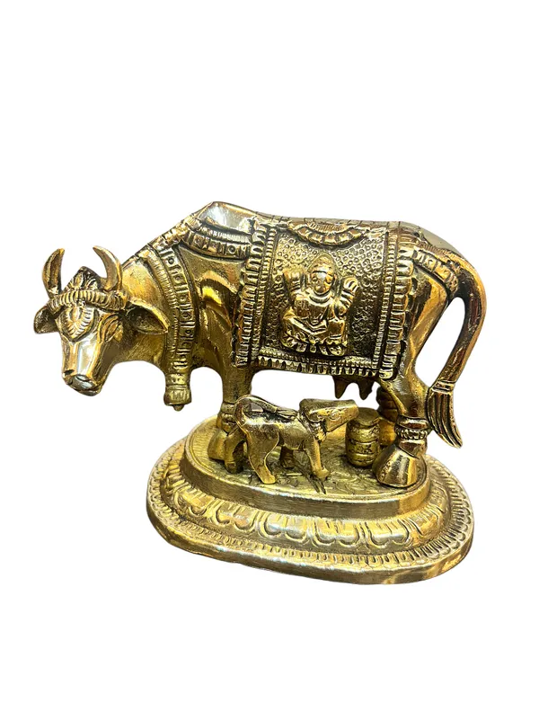 Metallic_Traditional_Bull_And_Calf_Figurine