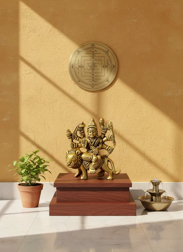 Gold-Tone_Religious_Durga_Idol