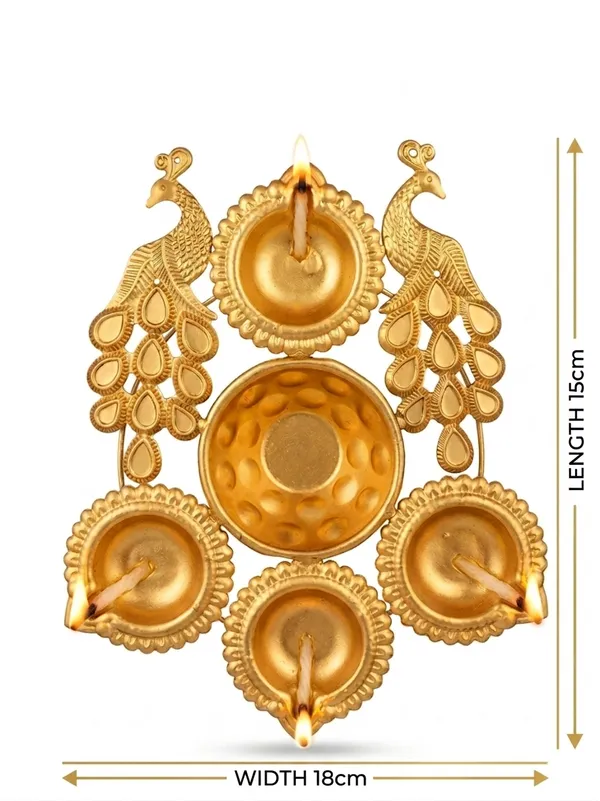 Metal_Peacock_Design_Five_Diya_Decorative_Oil_Lamp