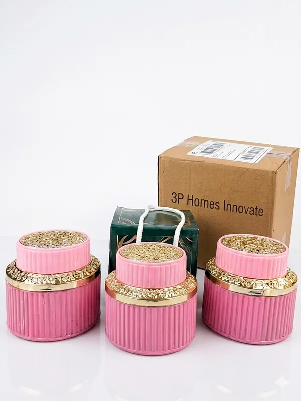 Pink_Ribbed_Decorative_Jar_Set_Of_3