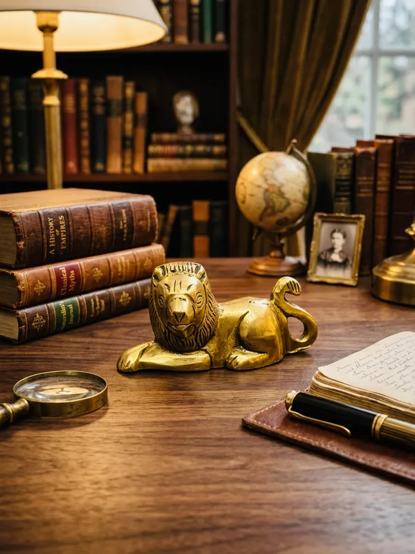 Gold_Finish_Resting_Lion_Decorative_Showpiece
