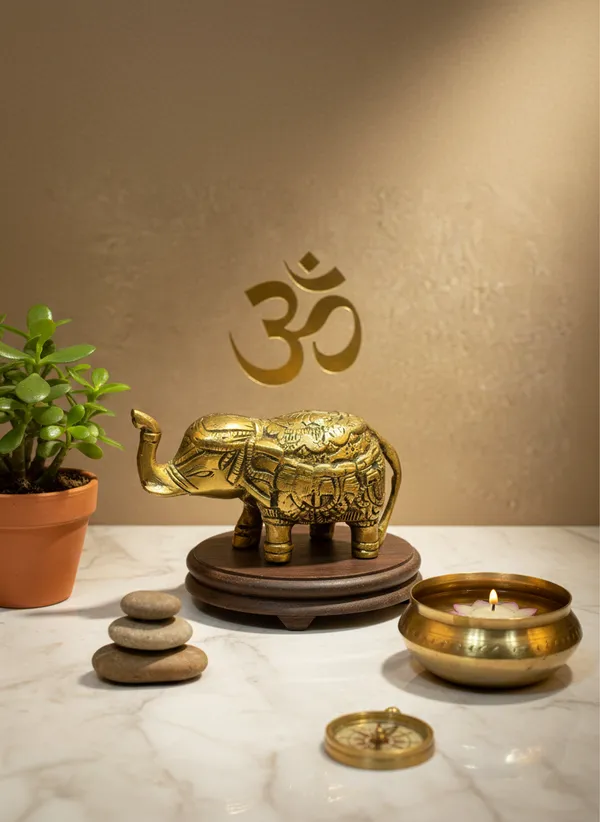Gold_Tone_Ornate_Elephant_Decorative_Showpiece