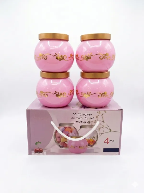 Pink_Glass_Floral_Print_Decorative_Jars_With_Lids,_Pack_Of_4