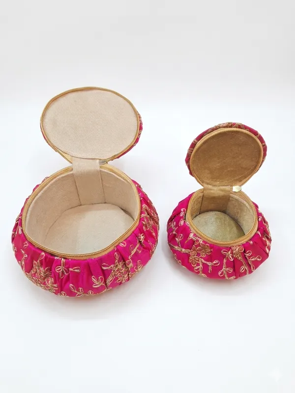 Pink_Fabric_Embroidered_Floral_Round_Storage_Box_Set