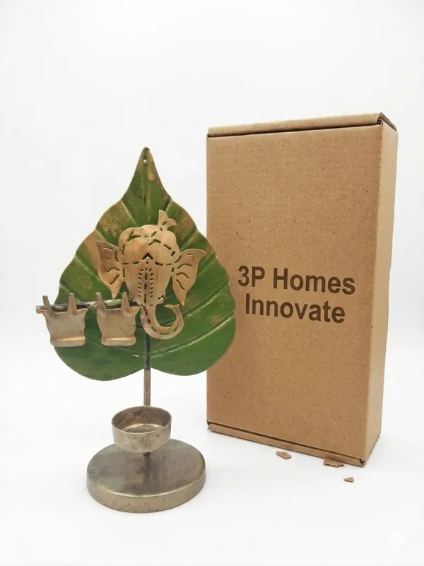 Metal_Diwali_Ganesha_Leaf_Diya_Stand