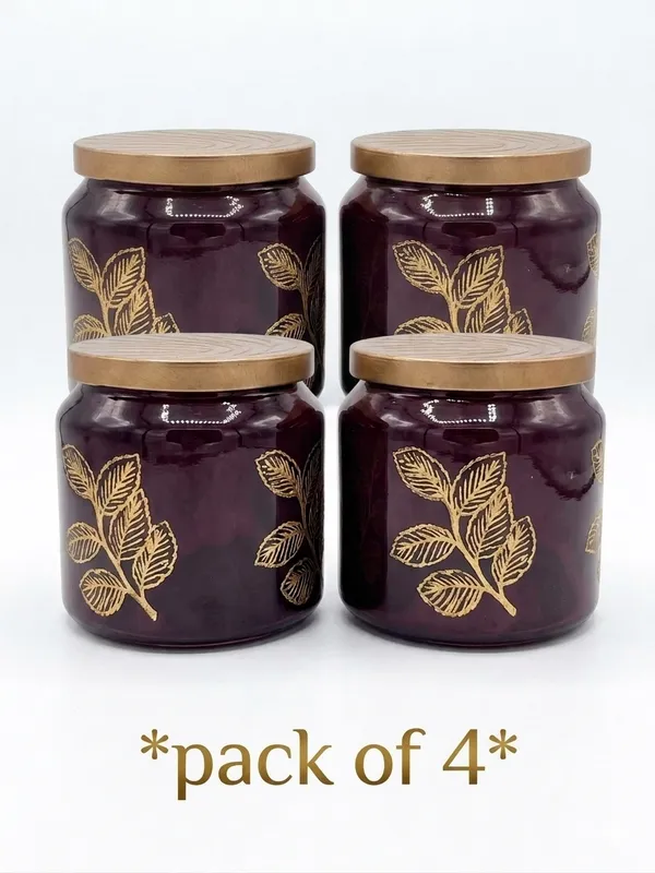 Glass_Decorative_Leaf_Print_Storage_Jar_Set_Of_4