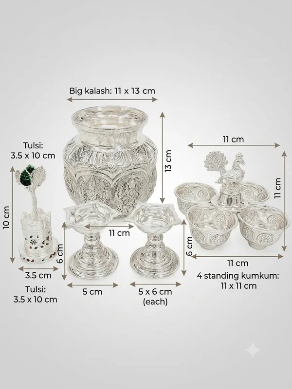 Haldi-Kumkum_Stand_&_Tulsi_&_Deepam_Stand_Set_&_Ashtalakshmi_Kalash_-_Pure_German_Silver