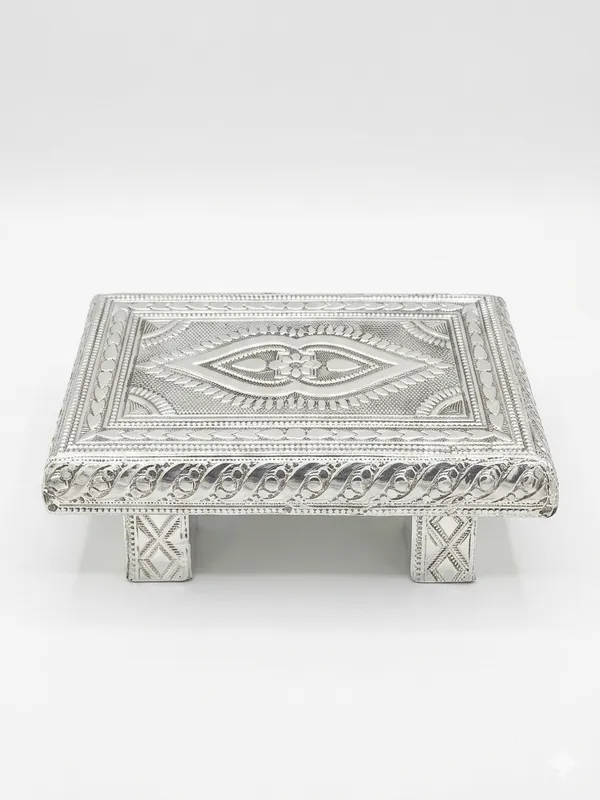 Silver_Tone_Ornate_Embossed_Pooja_Chowki