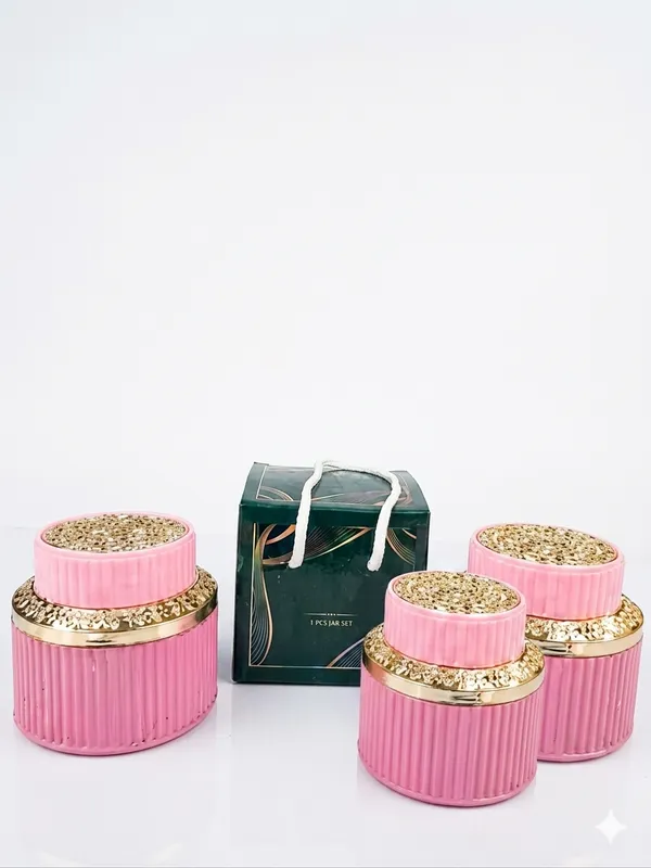Pink_Ribbed_Decorative_Jar_Set_Of_3