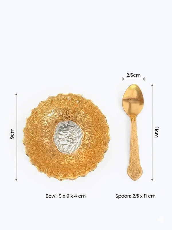 Gold_Floral_Pattern_Bowl_And_Spoon_Serving_Set