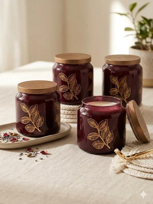 Glass_Decorative_Leaf_Print_Storage_Jar_Set_Of_4