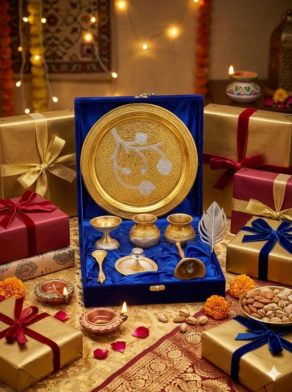 Gold-Toned_Traditional_Pooja_Thali_Set