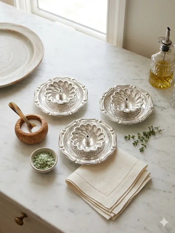 Puja_Diya_with_attached_plate_(Pack_of_3)_-_Pure_German_Silver
