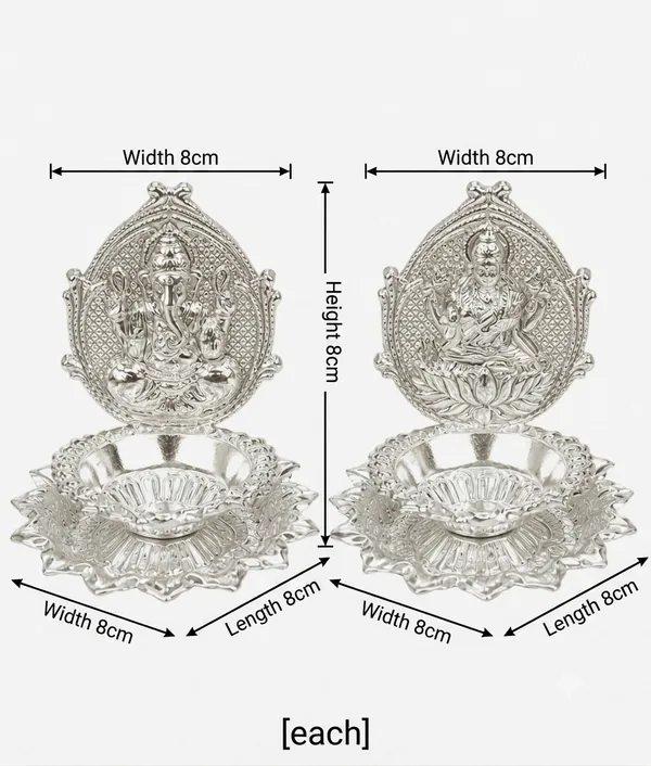 Ganesh_&_Lakshmi_Lotus_Diya_shaped_Set_of_4_-_Pure_German_Silver