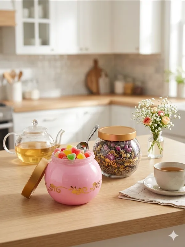Pink_Floral_Print_Multipurpose_Airtight_Jar_Set