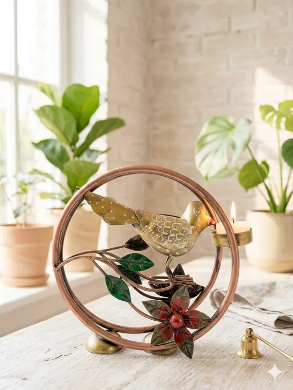 Metal_Bird_And_Floral_Decorative_Candle_Holder