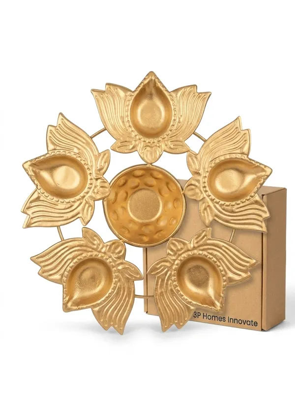 Gold_Finish_Lotus_Diya_Wall_Hanging