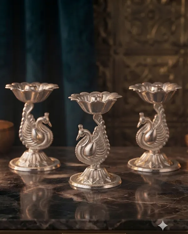 Pure_German_Silver_Peacock_Diya_-_Pack_of_3