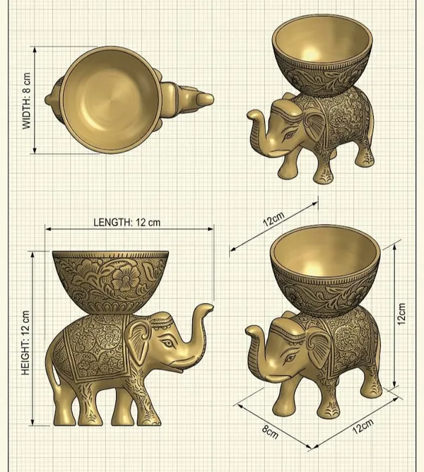 Gold_Tone_Elephant_Bowl_Showpiece_Set