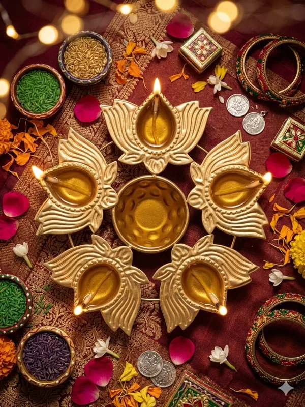 Gold_Finish_Lotus_Diya_Wall_Hanging