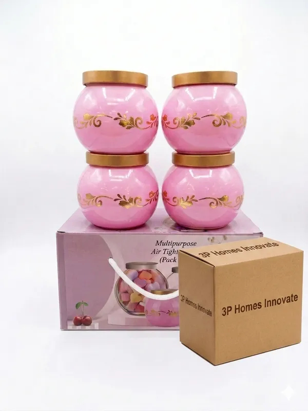 Pink_Glass_Floral_Print_Decorative_Jars_With_Lids,_Pack_Of_4