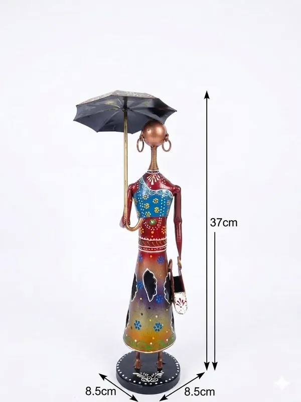 Multicolour_Metal_Lady_Figurine_With_Umbrella