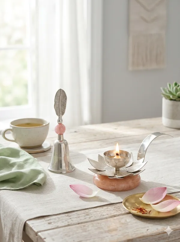 Metal_Lotus_Design_Diya_And_Bell_Set