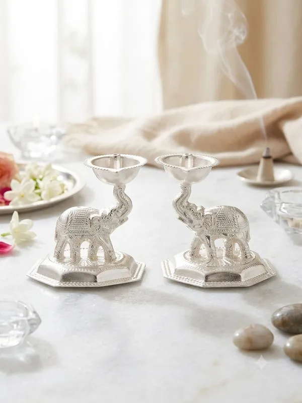 Pure_German_Silver_Elephant_Diya_(Pack_of_2)