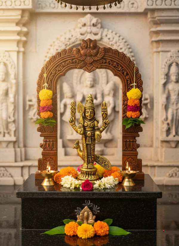 Gold_Finish_Hindu_Deity_Statue_with_Ornate_Pedestal