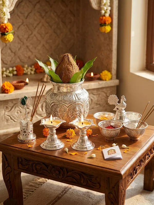 Haldi-Kumkum_Stand_&_Tulsi_&_Deepam_Stand_Set_&_Ashtalakshmi_Kalash_-_Pure_German_Silver