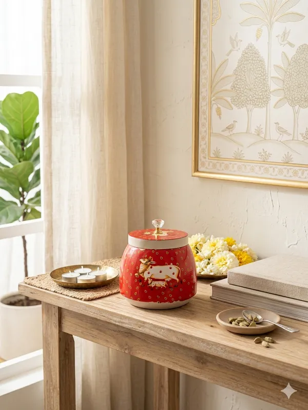 Ceramic_Red_Animal_Motif_Lidded_Storage_Jar